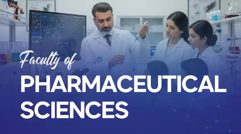 Portrait of faculty members from the Faculty of Pharmaceutical Sciences at University of Chenab.